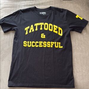 Black and Yellow Short Sleeve Tee Tattooed & Successful